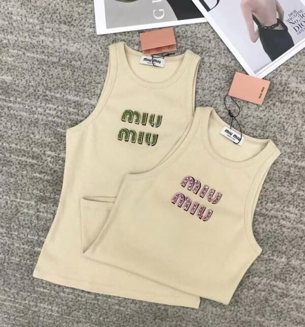Miu Miu Logo Embellished Tank Top