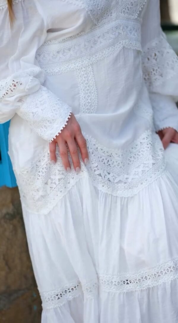 Zimmermann White Off Shoulder Lace Bohemian Long Dress - Image 4