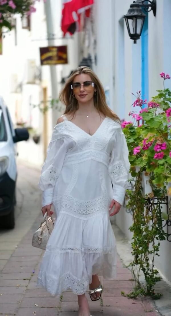 Zimmermann White Off Shoulder Lace Bohemian Long Dress - Image 2