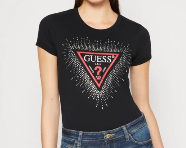 Guess Triangle Rhinestones Logo T-Shirt - Image 2