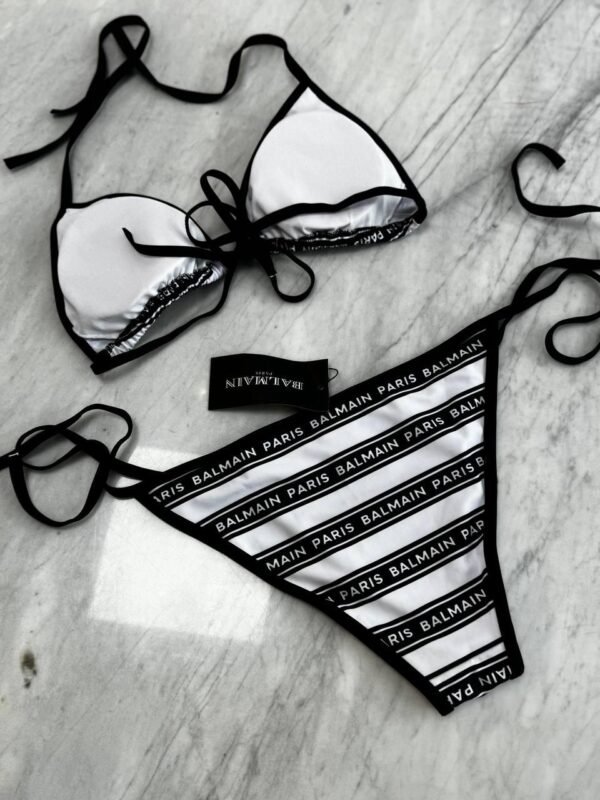 Balmain Logo Print Triangle Bikini - Image 2