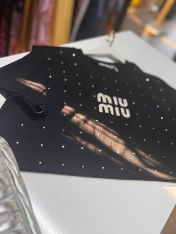 Miu Miu Rhinestone T-Shirt - Image 5