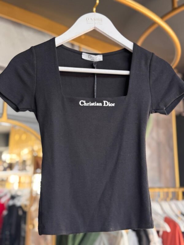 Dior Square Neck Cropped T-Shirt - Image 2