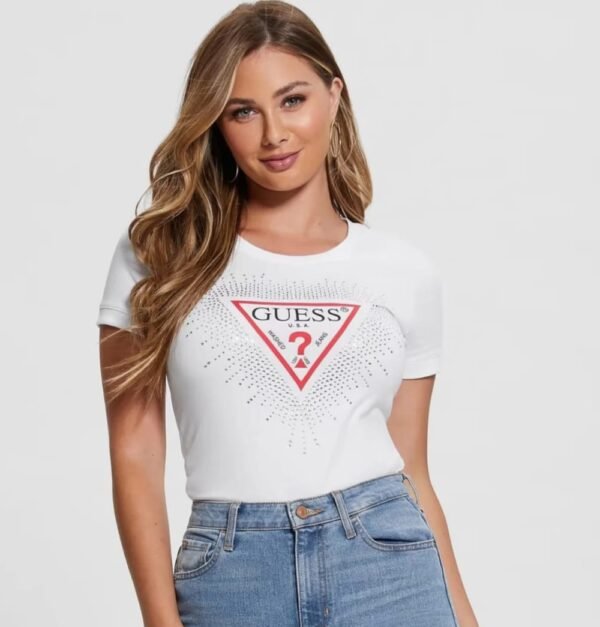 Guess Triangle Rhinestones Logo T-Shirt - Image 3