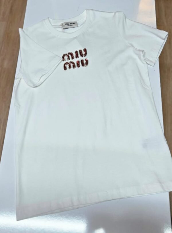 Miu Miu Embroidered Cotton T-Shirts - Image 2