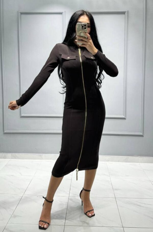 Celine Knitted Zipper Long Dress