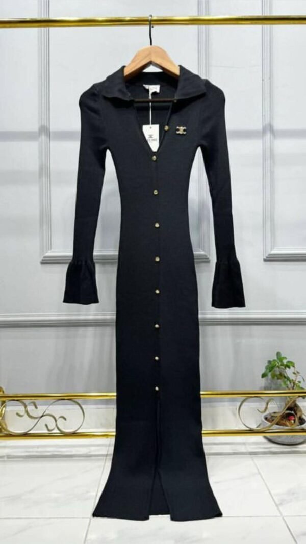Celine Buttoned Long Dress - Image 2