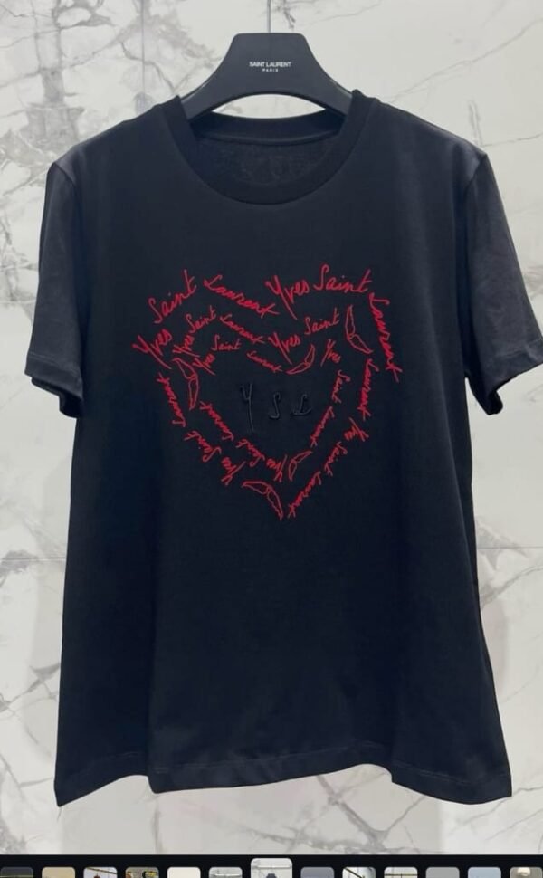 Ysl Heart Logo T-Shirt - Image 2
