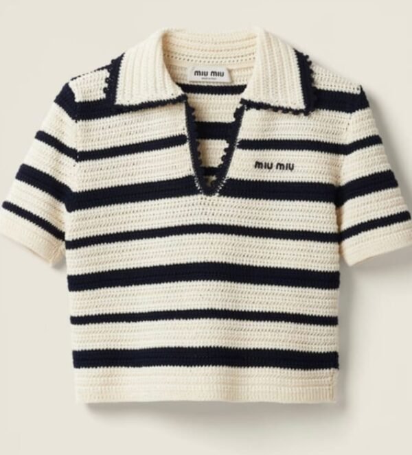 Miu Miu Striped Knitted Polo Shirt