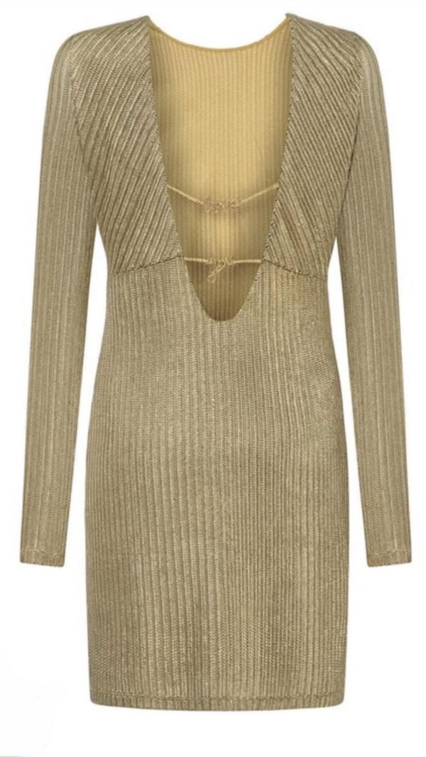 Open Back Love You Chained Gold Dress - Image 2