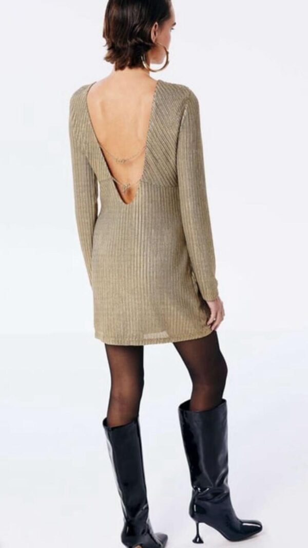 Open Back Love You Chained Gold Dress - Image 4