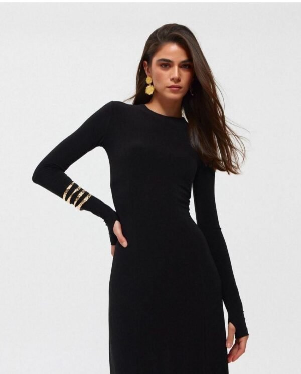 A Line Long Black Dress - Image 2