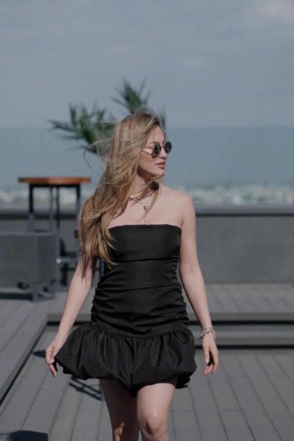 Black Shirred Mini Dress