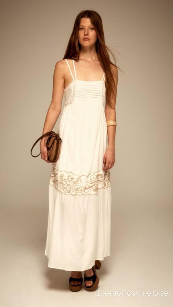White Embroidered Strappy Dress