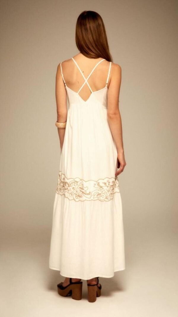 White Embroidered Strappy Dress - Image 2