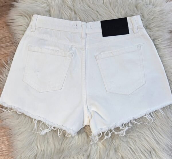 Miu Miu Rhinestone White Denim Shorts - Image 2