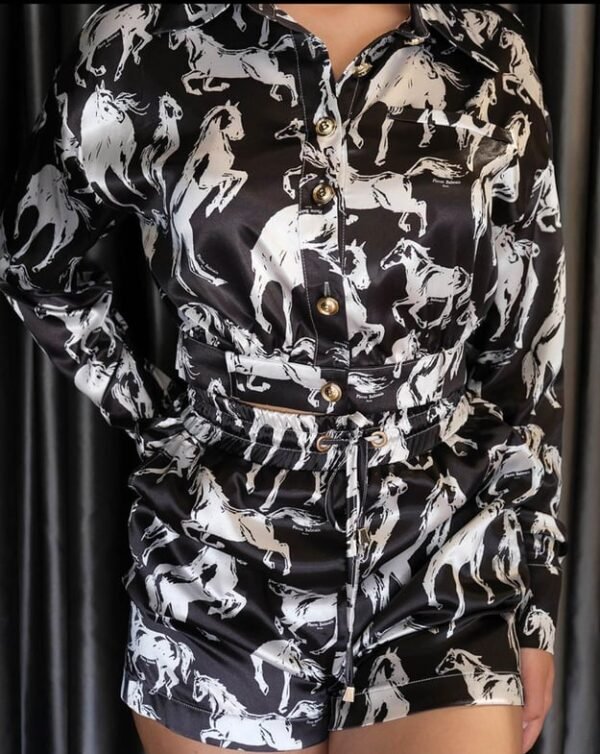 Balmain Satin Shirt And Short Set - Image 2