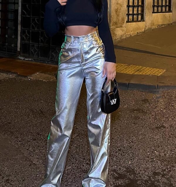 High Waisted Silver Jeans - Image 2
