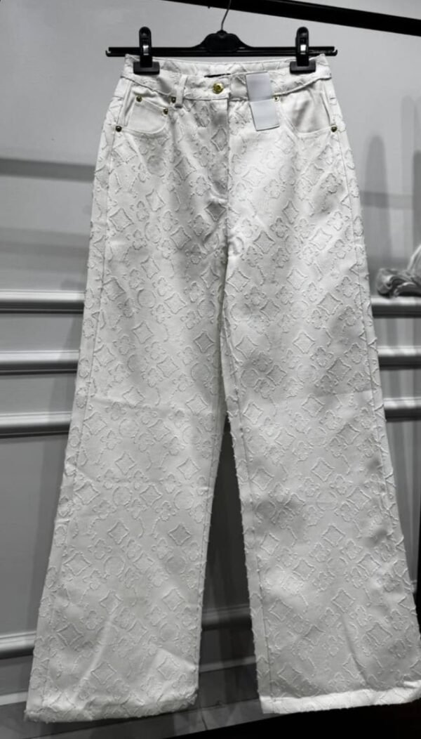 Louis Vuitton White High Waisted Logo Pants