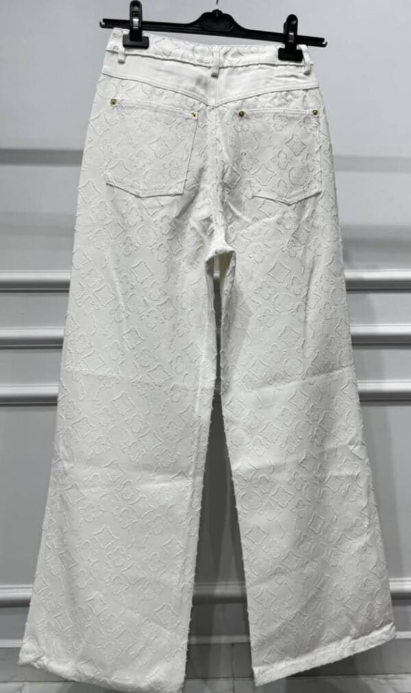 Louis Vuitton White High Waisted Logo Pants - Image 3