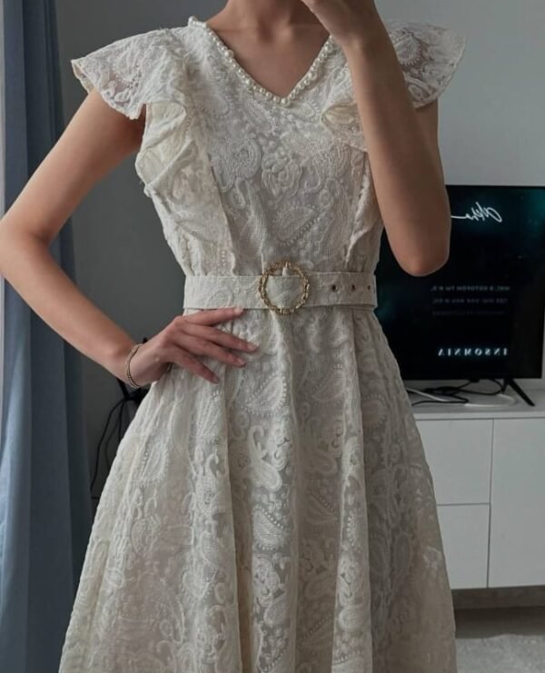 Zimmermann Elegant Belted A-Line Lace Maxi Dress - Image 2