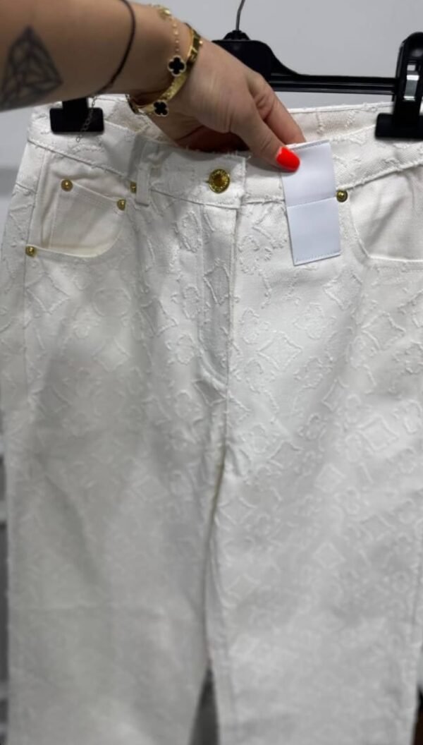 Louis Vuitton White High Waisted Logo Pants - Image 2