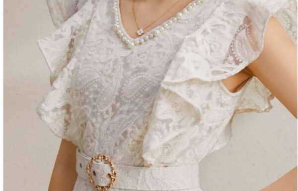 Zimmermann Elegant Belted A-Line Lace Maxi Dress - Image 5