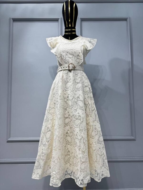 Zimmermann Elegant Belted A-Line Lace Maxi Dress - Image 3