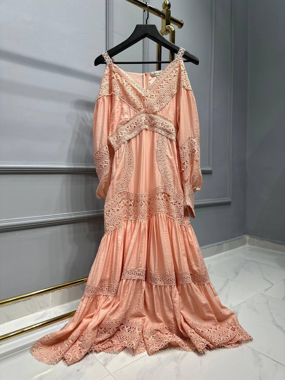 Zimmermann Off Shoulder Lace Bohemian Long Dress - Image 8