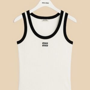 Miu Miu White Tank Top With Black straps