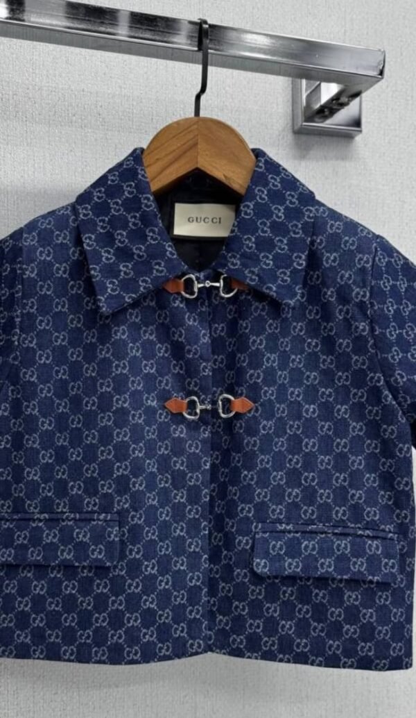 Gucci Denim Style GG Logo Jacket And Shorts Set - Image 3