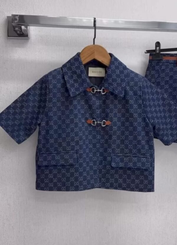 Gucci Denim Style GG Logo Jacket And Shorts Set