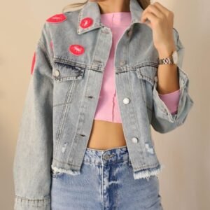 Express Upcycled Diy Lip Patch Jean Jacket