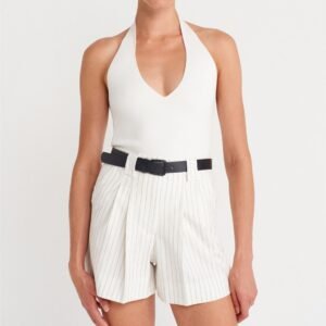 Mid-Rise Pleated Shorts