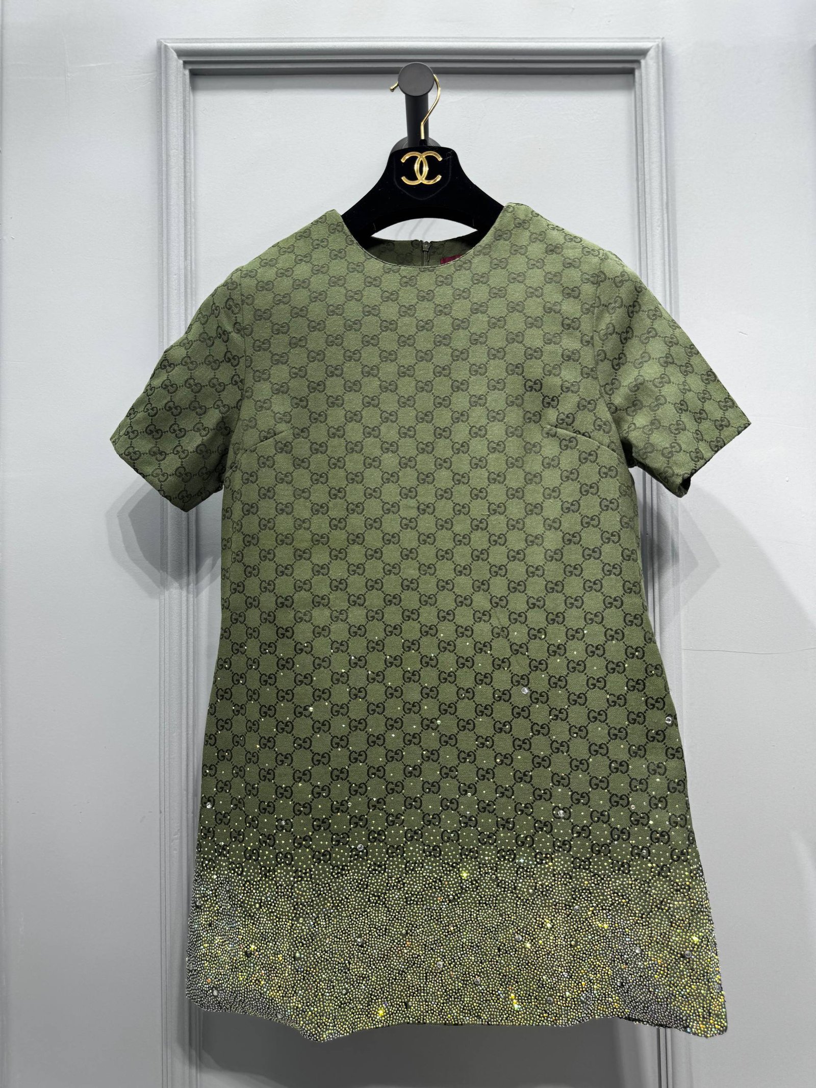Gucci Emerald Monogram Crystal Dress - Image 2