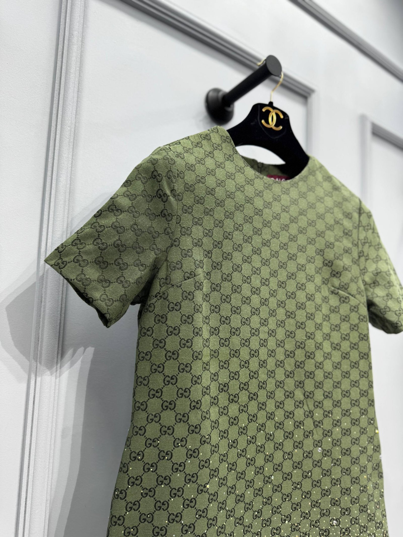 Gucci Emerald Monogram Crystal Dress - Image 4