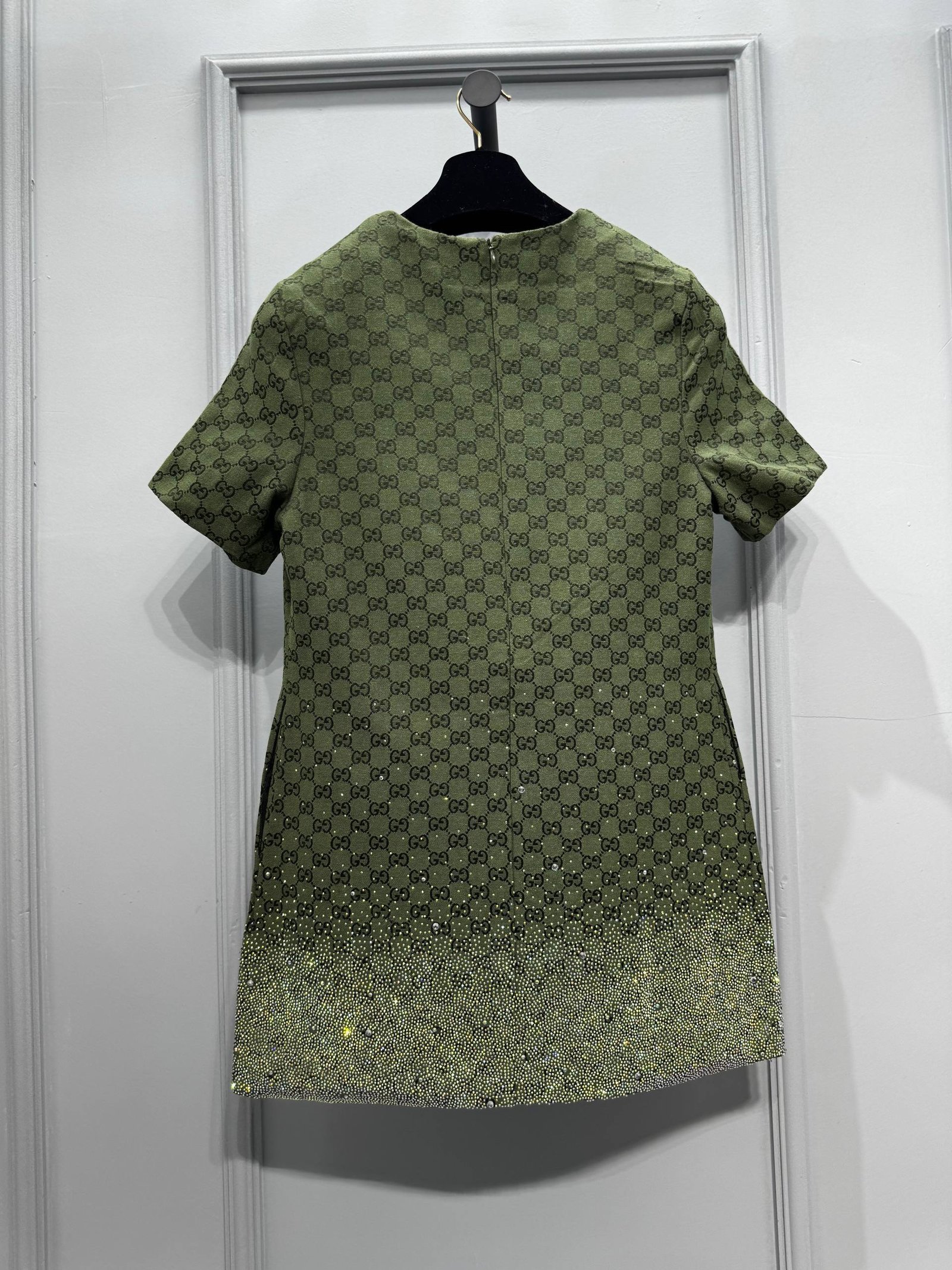 Gucci Emerald Monogram Crystal Dress - Image 3