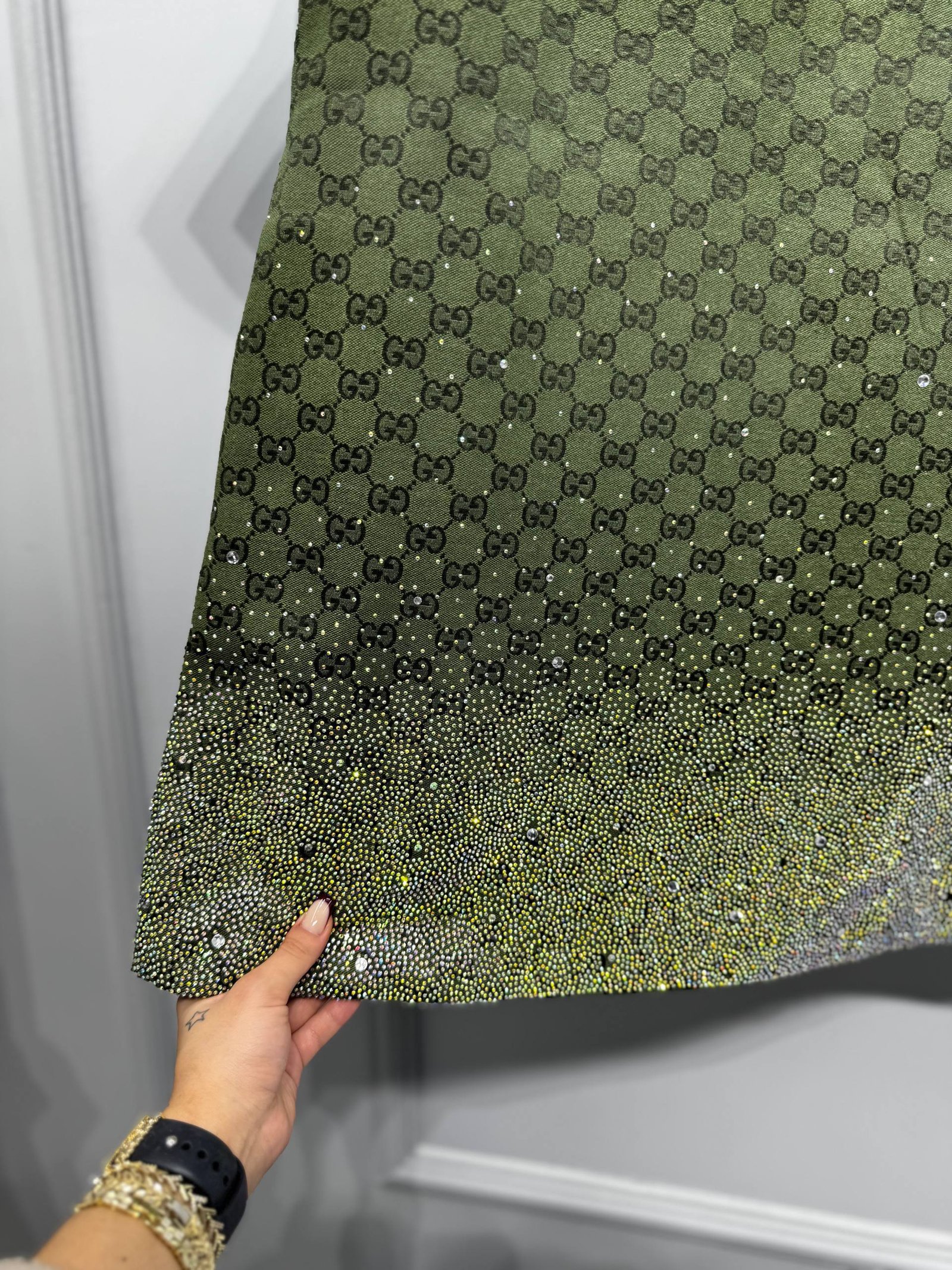 Gucci Emerald Monogram Crystal Dress - Image 5