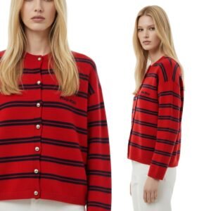 Miu Miu Striped Knit Red Cardigan