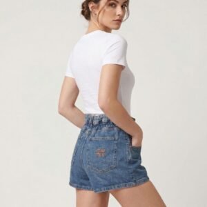 Miu Miu High Waist Paperbag Denim Shorts