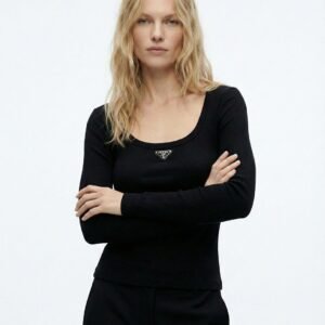 Prada Classic Ribbed Long Sleeve Top