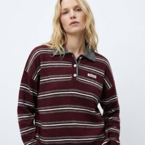 Miu Miu Stripe Knit Polo Oversized Sweater