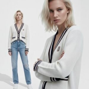 Miu Miu Stripe Detail V-Neck Knitted Cardigan