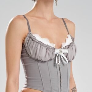 Ruffle Lace Bowknot Buckle Corset Top