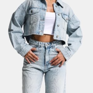 Marble Wave Crystal Glow Cropped Jacket