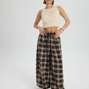 Relaxed Fit Plaid Shalwar Trousers