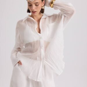 Sheer Crinkled Texture Shirt