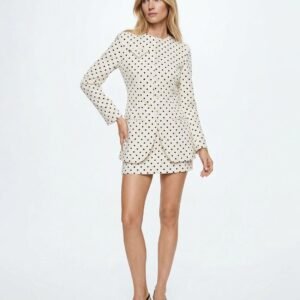 Polka Dot Tailored Mini Skirt Set