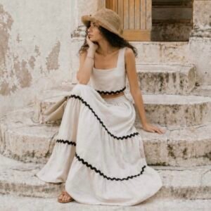Linen Boho Style Skirted Set