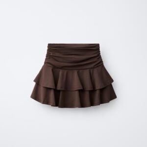 ZR Ruched Brown Mini Skort